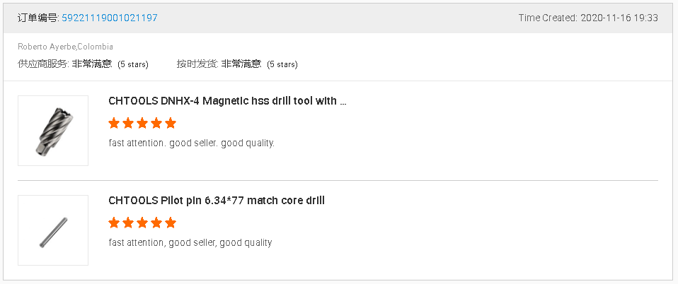 Feedback of HSS annular cutter drill bit 