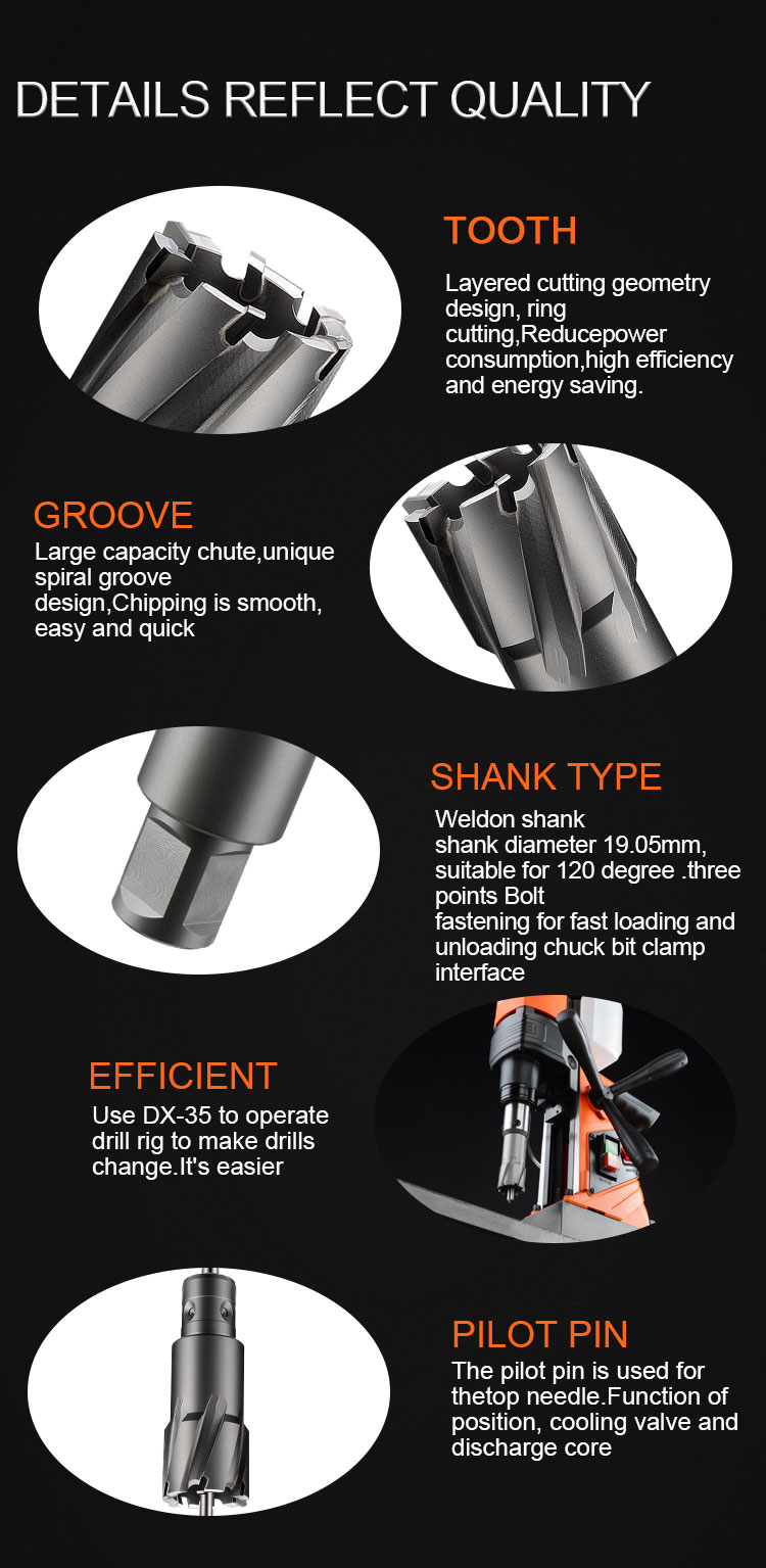 features of TCT Broach Cutter Magnetic Core Drill Bits