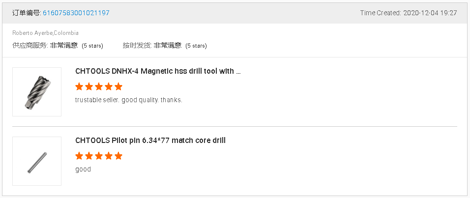 Feedback of HSS annular cutter drill bit 